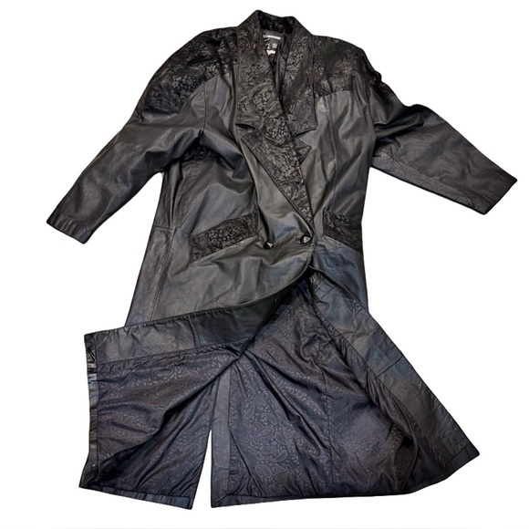 Vintage Leather Trench Coat Double Breasted Global Identity G-III